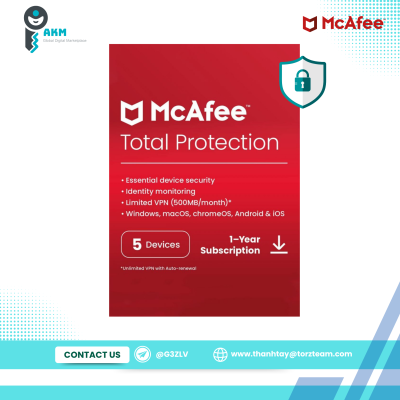 McAfee Total Protection 5 Devices 1 Year